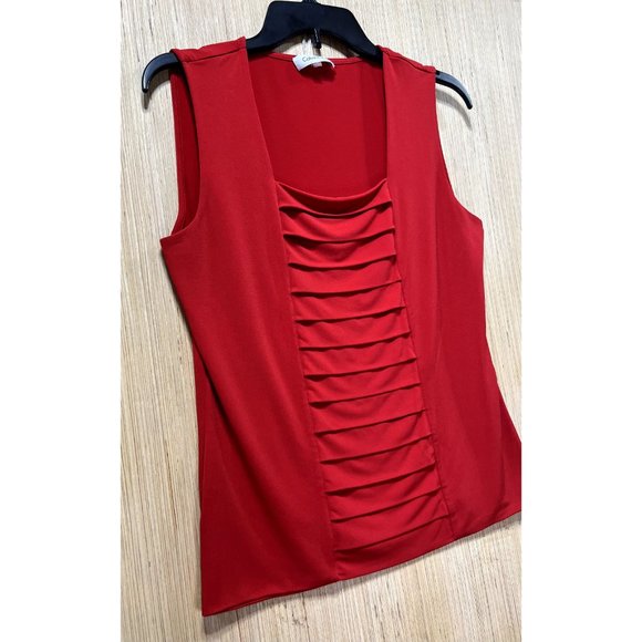 Calvin Klein - Women's Sleeveless Stretch Blouse, Red, Medium - Picture 10 of 13